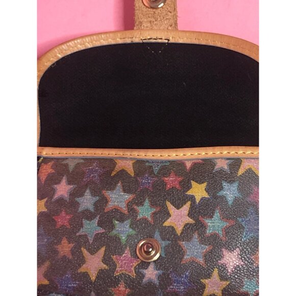 Y2K 2000s DOONEY and BOURKE Rainbow STAR. Celestial. Black. Coated Canvas Wallet - Picture 3 of 10